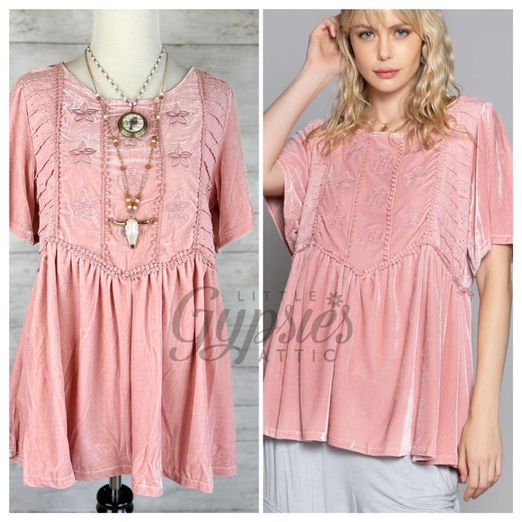 POL Tops - POL Pink Babydoll Velvet Top